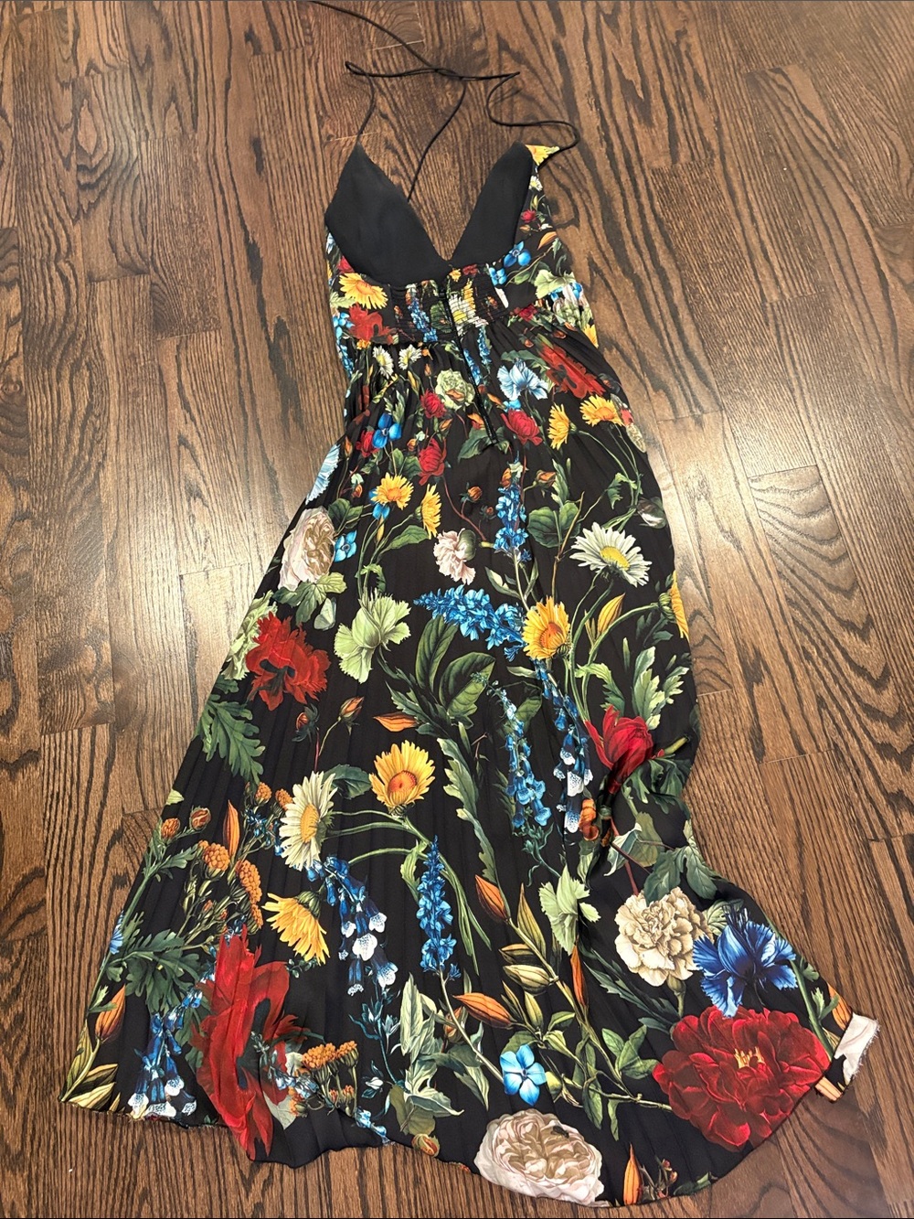 Alice and Olivia Hannah Pleated Floral Halter Maxi Dress with High Slit Size 0 - Picture 8 of 10